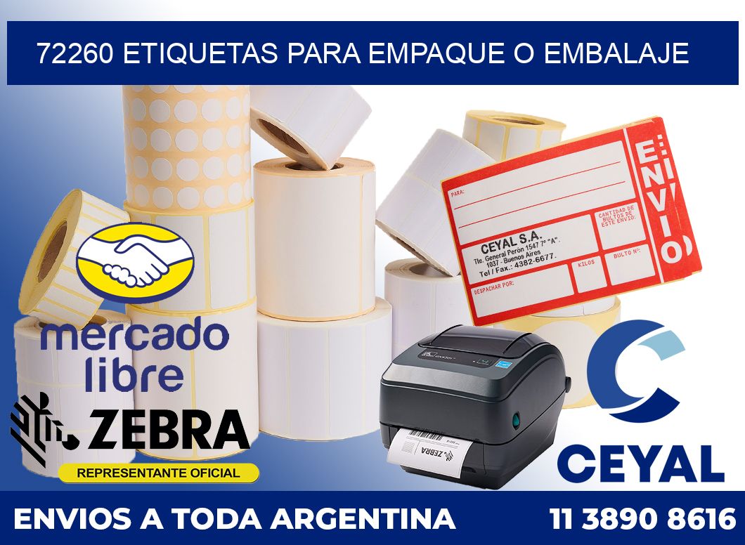 72260 Etiquetas para empaque o embalaje