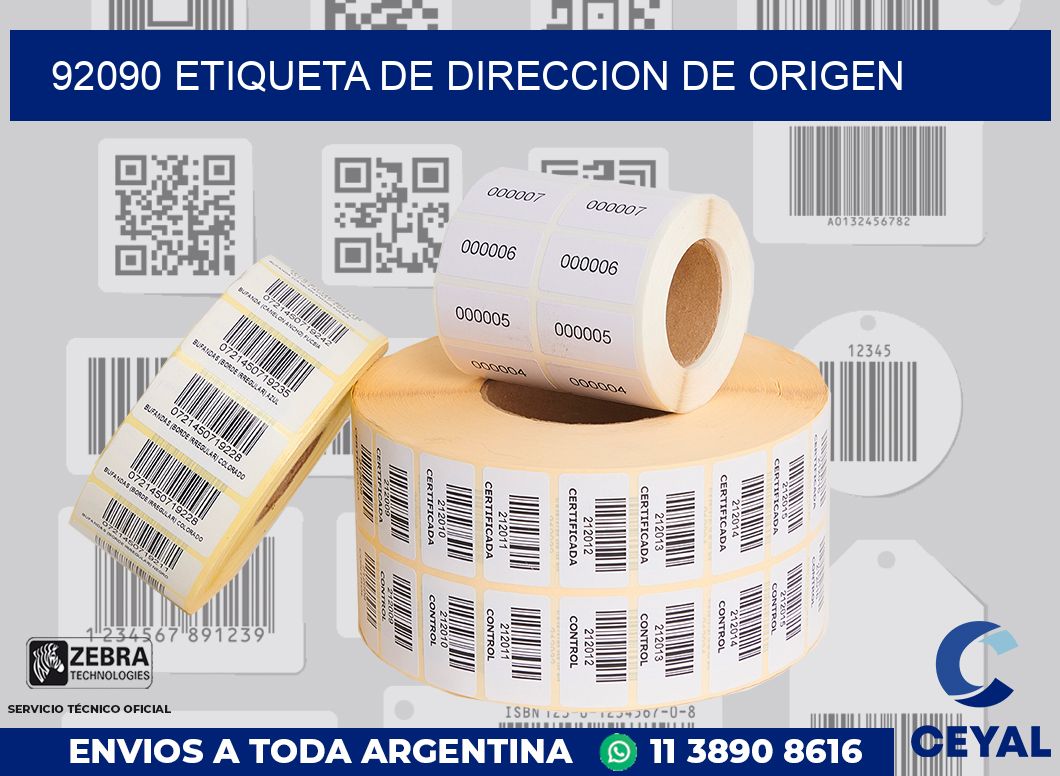92090 Etiqueta de direccion de origen