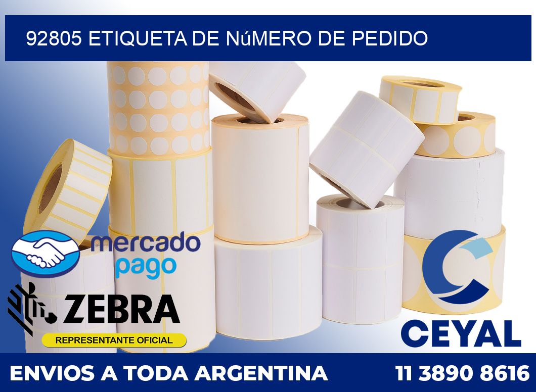 92805 Etiqueta de número de pedido