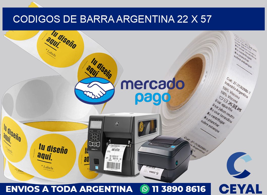 Codigos de barra Argentina 22 x 57