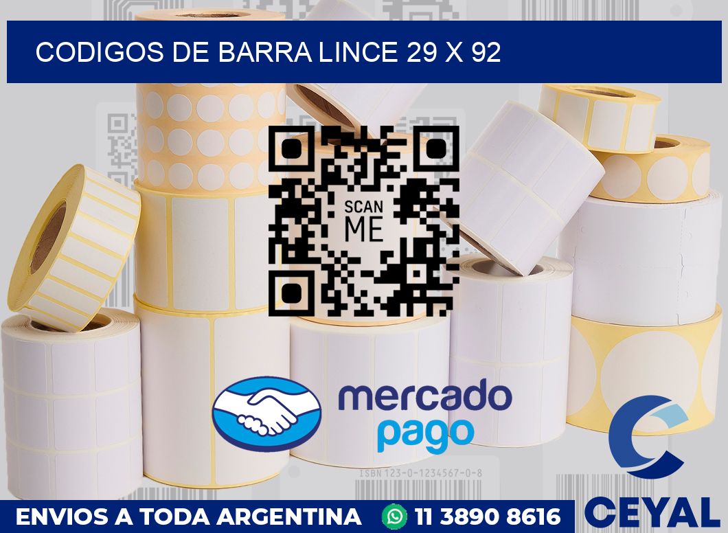 Codigos de barra Lince 29 x 92