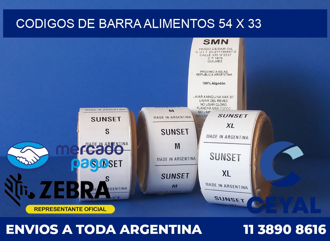 Codigos de barra alimentos 54 x 33