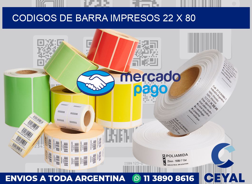 Codigos de barra impresos 22 x 80