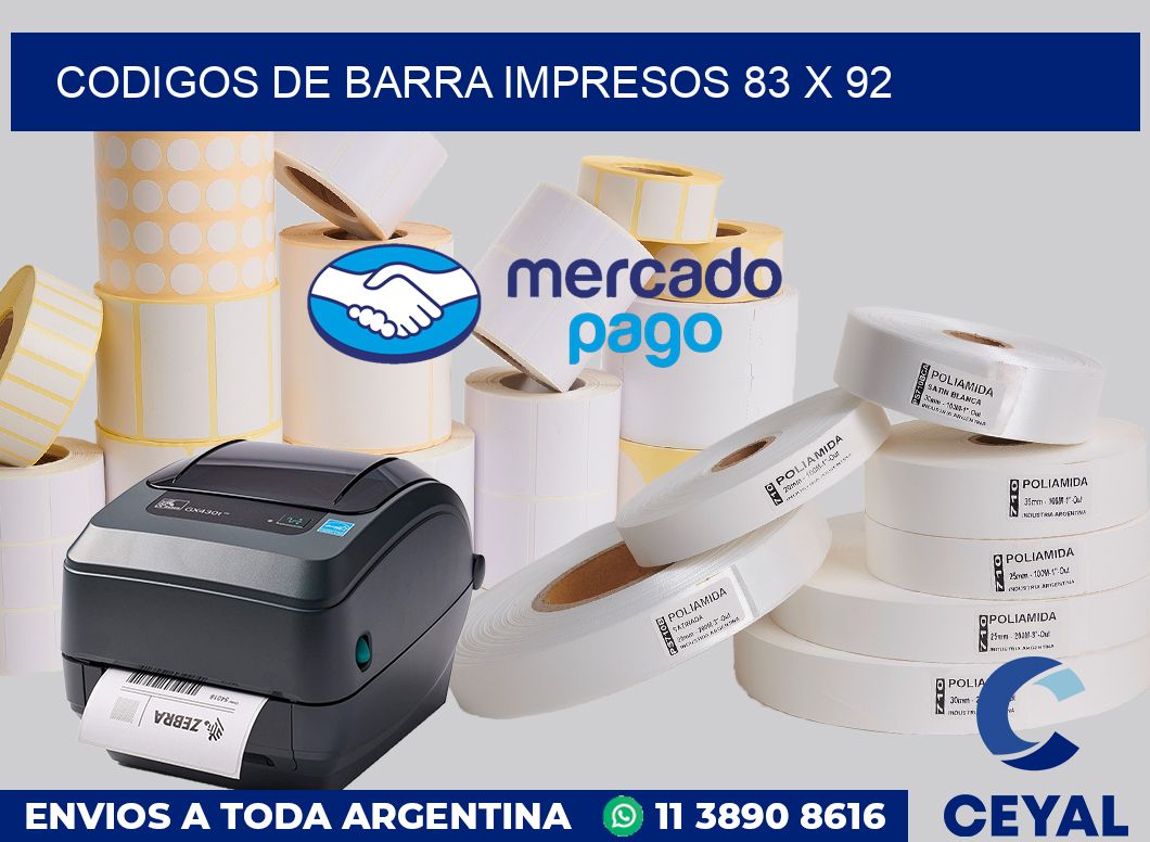 Codigos de barra impresos 83 x 92