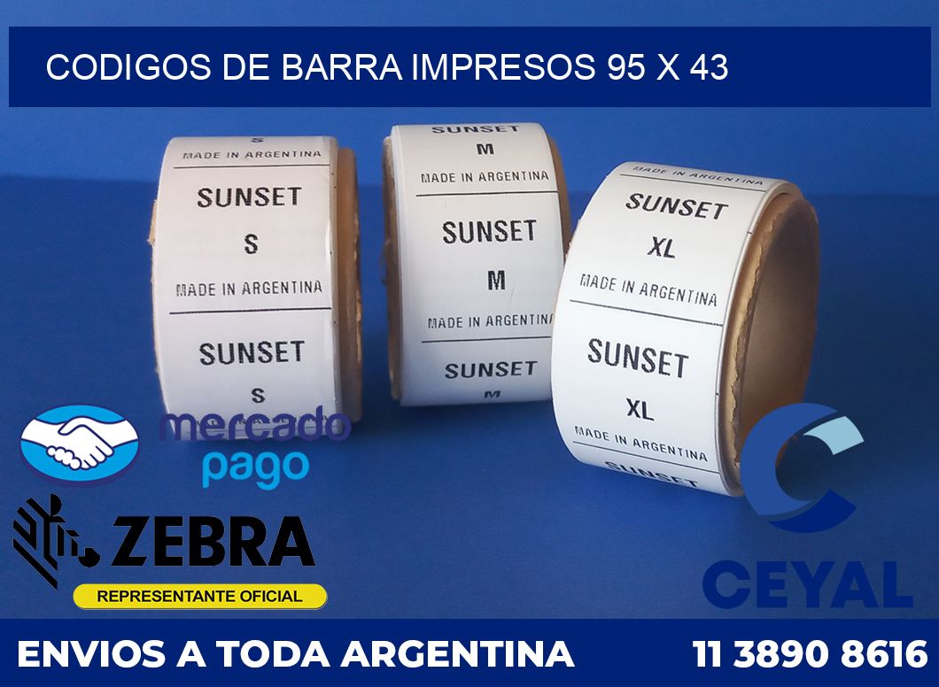 Codigos de barra impresos 95 x 43