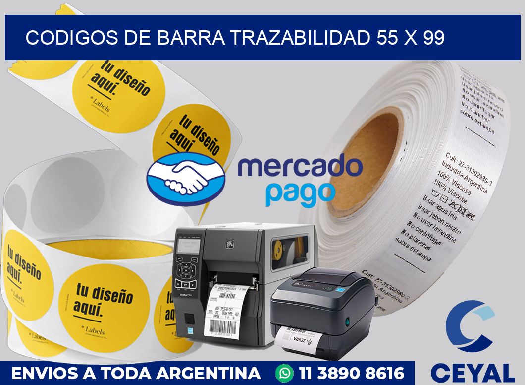 Codigos de barra trazabilidad 55 x 99