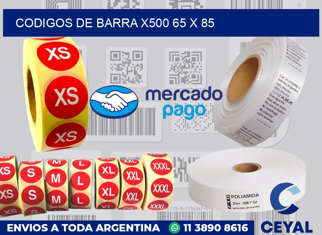 Codigos de barra x500 65 x 85