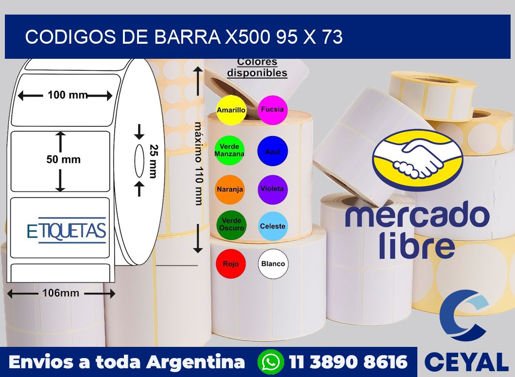 Codigos de barra x500 95 x 73