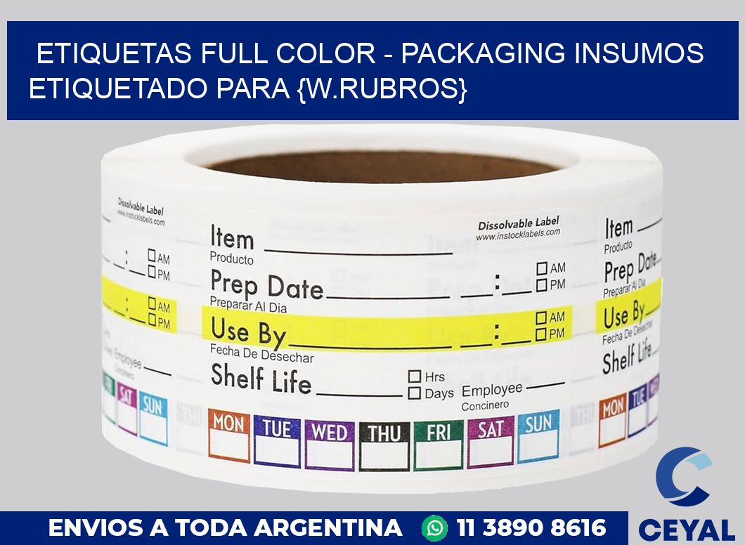 ETIQUETAS FULL COLOR – PACKAGING Insumos etiquetado para {w.rubros}