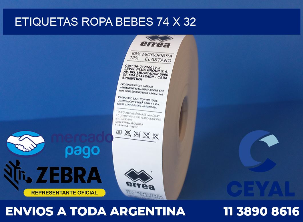 Etiquetas ropa bebes 74 x 32