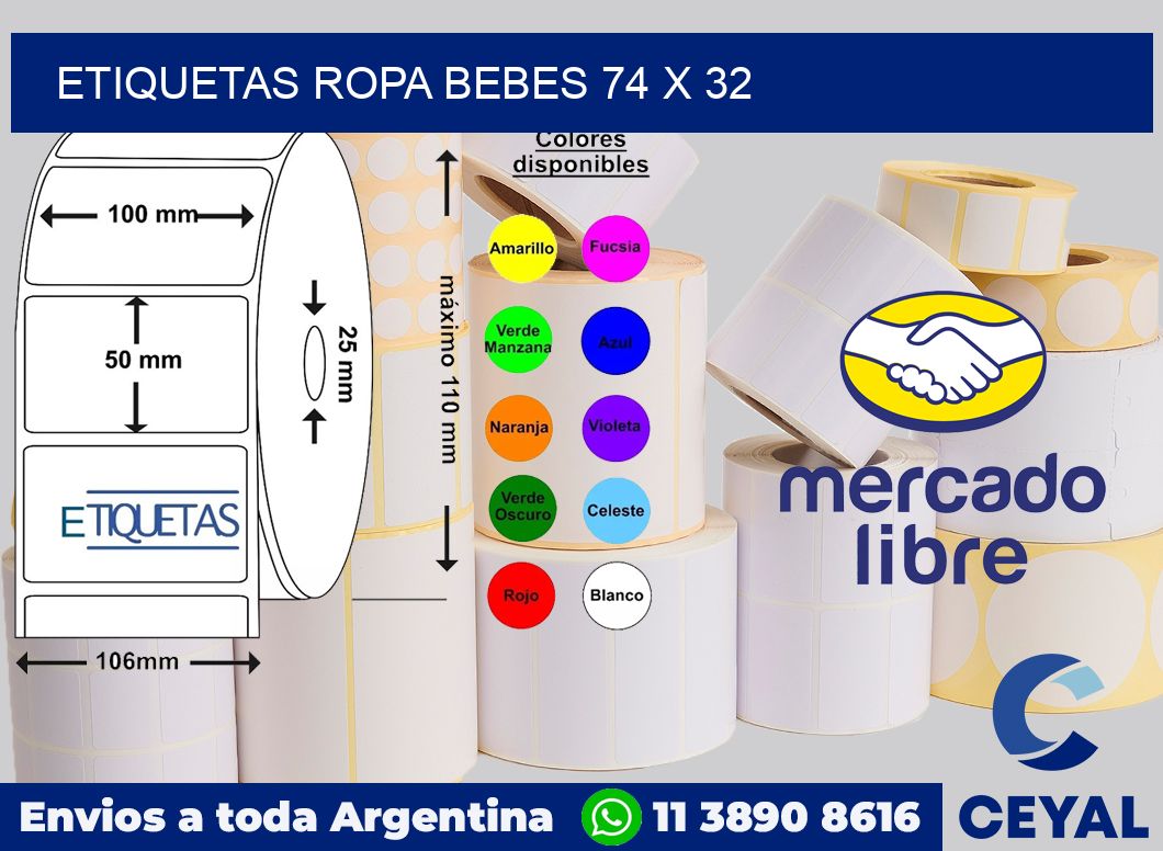 Etiquetas ropa bebes 74 x 32