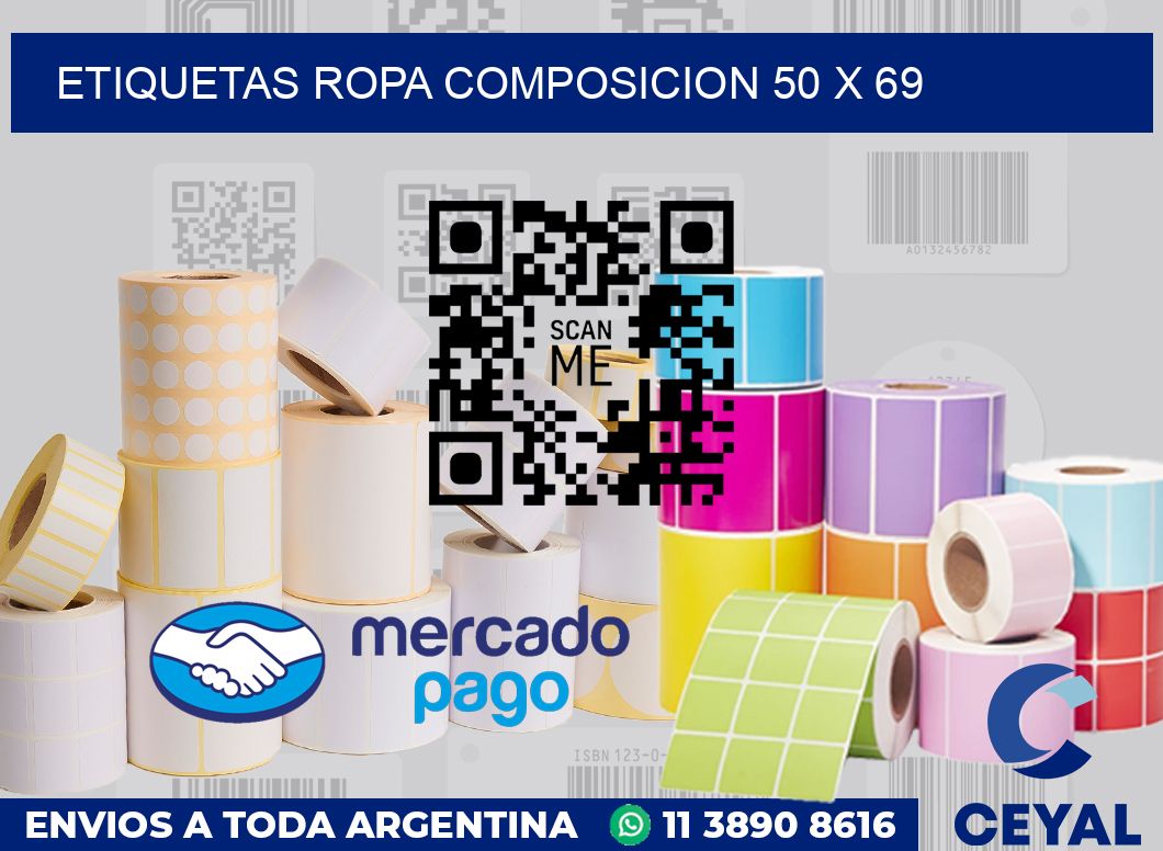 Etiquetas ropa composicion 50 x 69