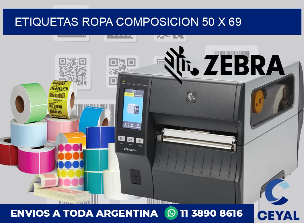 Etiquetas ropa composicion 50 x 69