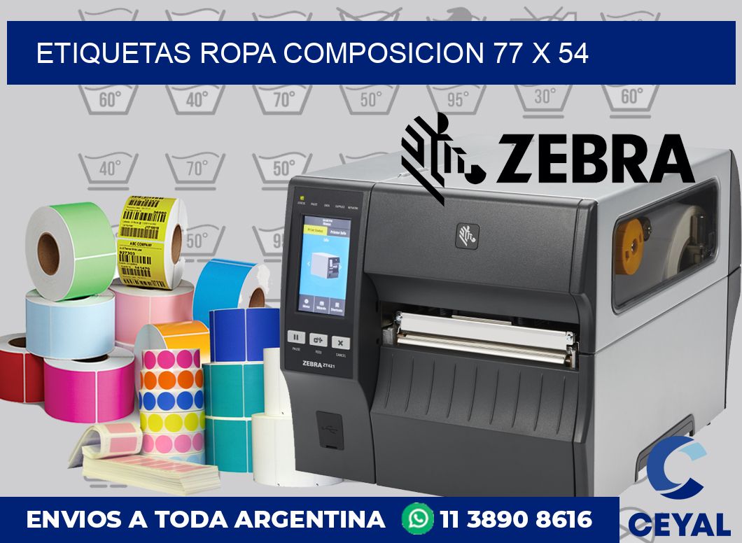 Etiquetas ropa composicion 77 x 54