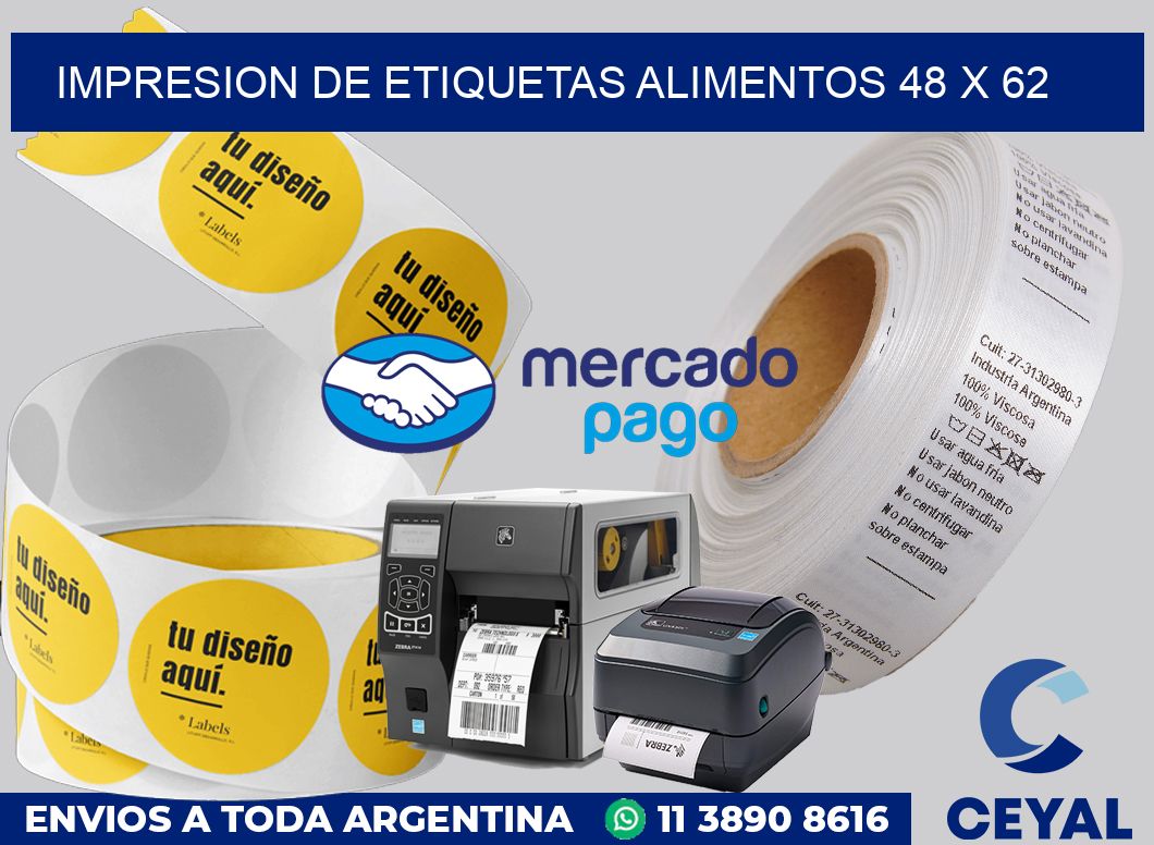 Impresion de etiquetas alimentos 48 x 62