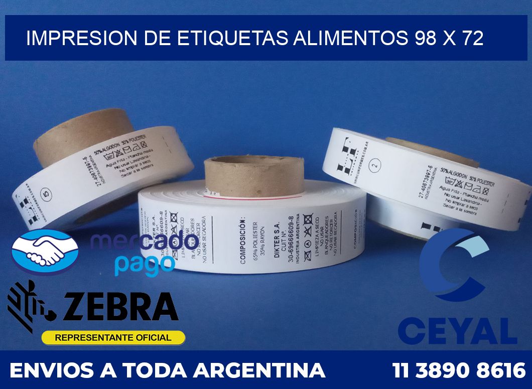 Impresion de etiquetas alimentos 98 x 72