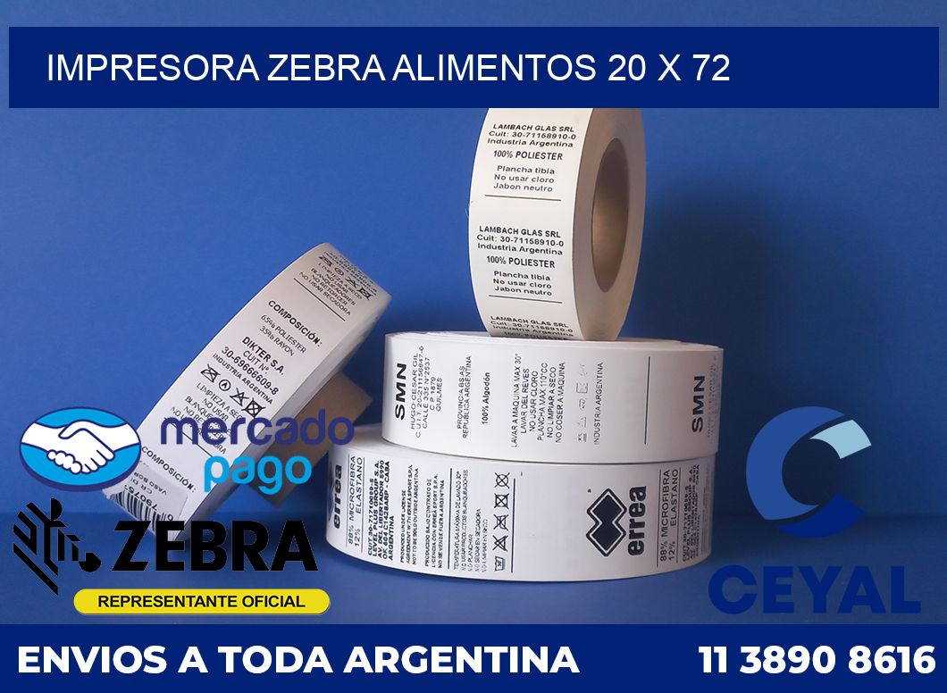 Impresora Zebra alimentos 20 x 72