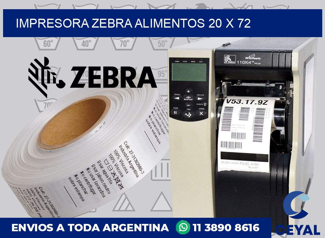 Impresora Zebra alimentos 20 x 72