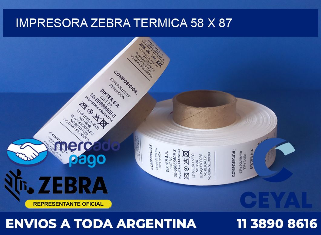 Impresora Zebra termica 58 x 87