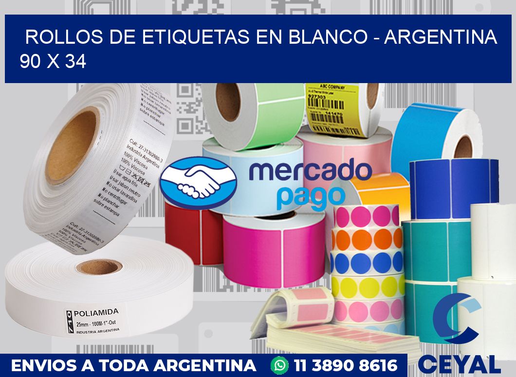 Rollos de etiquetas en blanco - Argentina 90 x 34