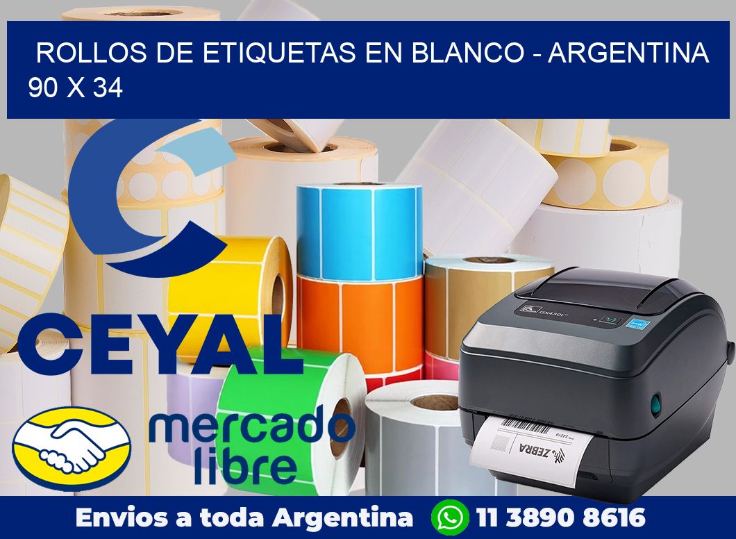 Rollos de etiquetas en blanco – Argentina 90 x 34