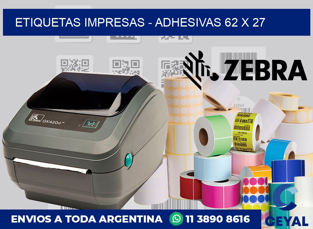 etiquetas impresas – Adhesivas 62 x 27