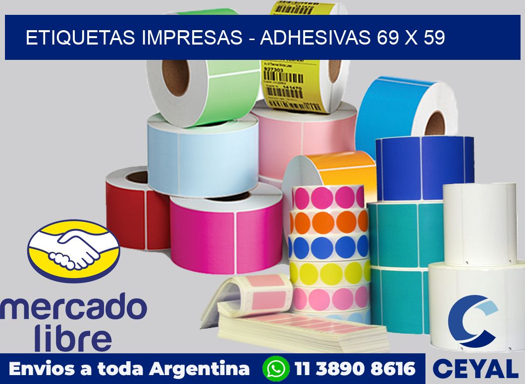 etiquetas impresas - Adhesivas 69 x 59