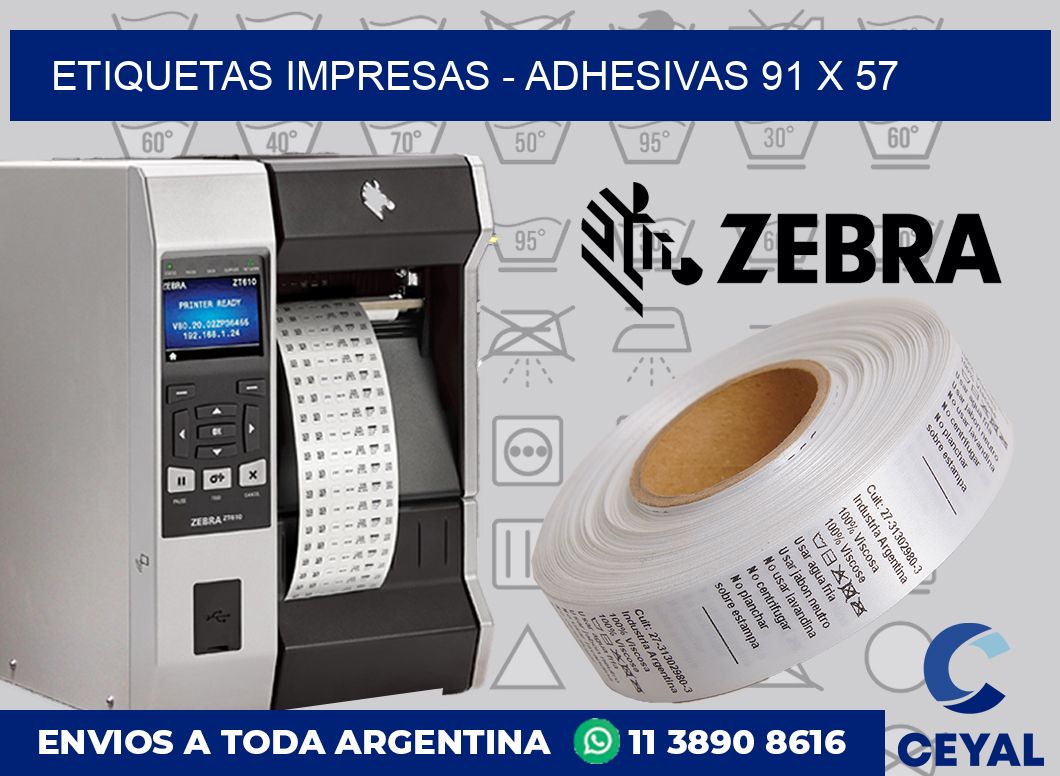 etiquetas impresas - Adhesivas 91 x 57