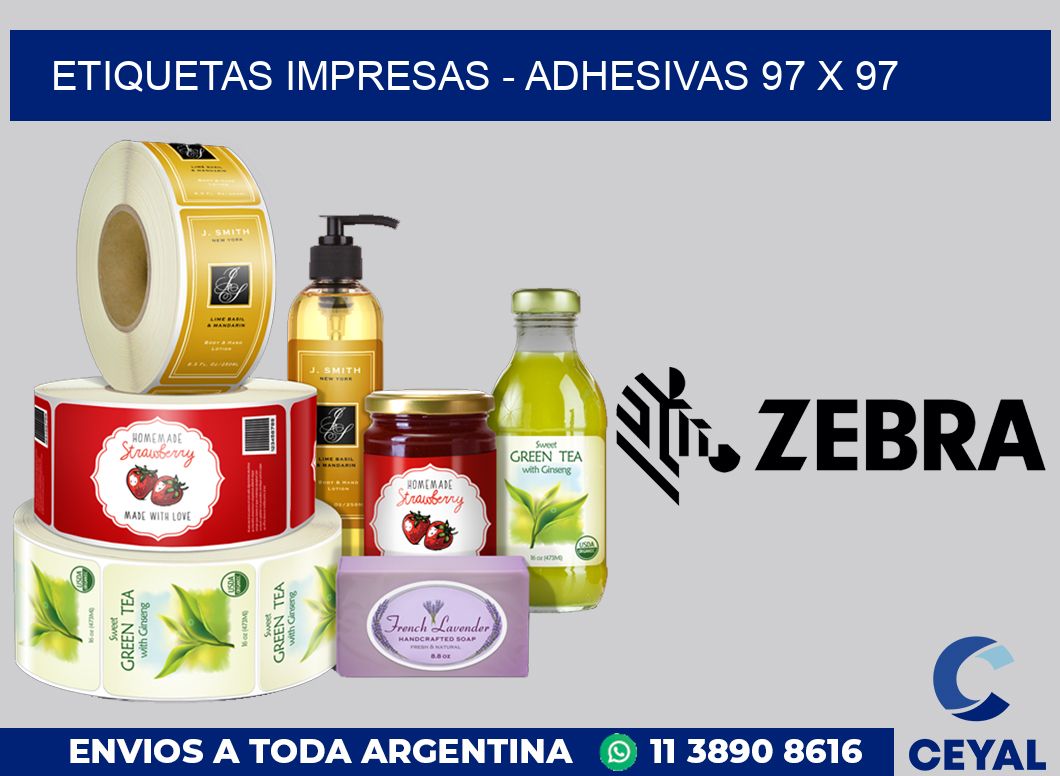 etiquetas impresas - Adhesivas 97 x 97
