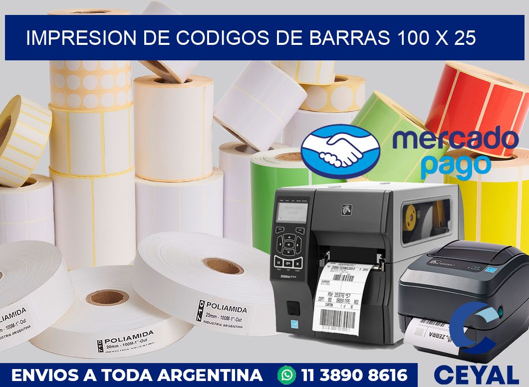 impresion de codigos de barras 100 x 25