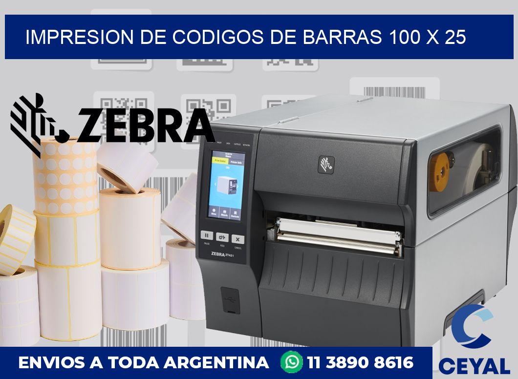 impresion de codigos de barras 100 x 25