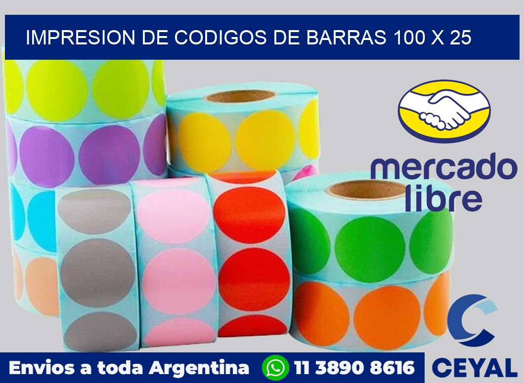 impresion de codigos de barras 100 x 25