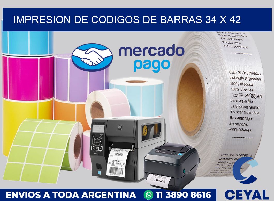 impresion de codigos de barras 34 x 42