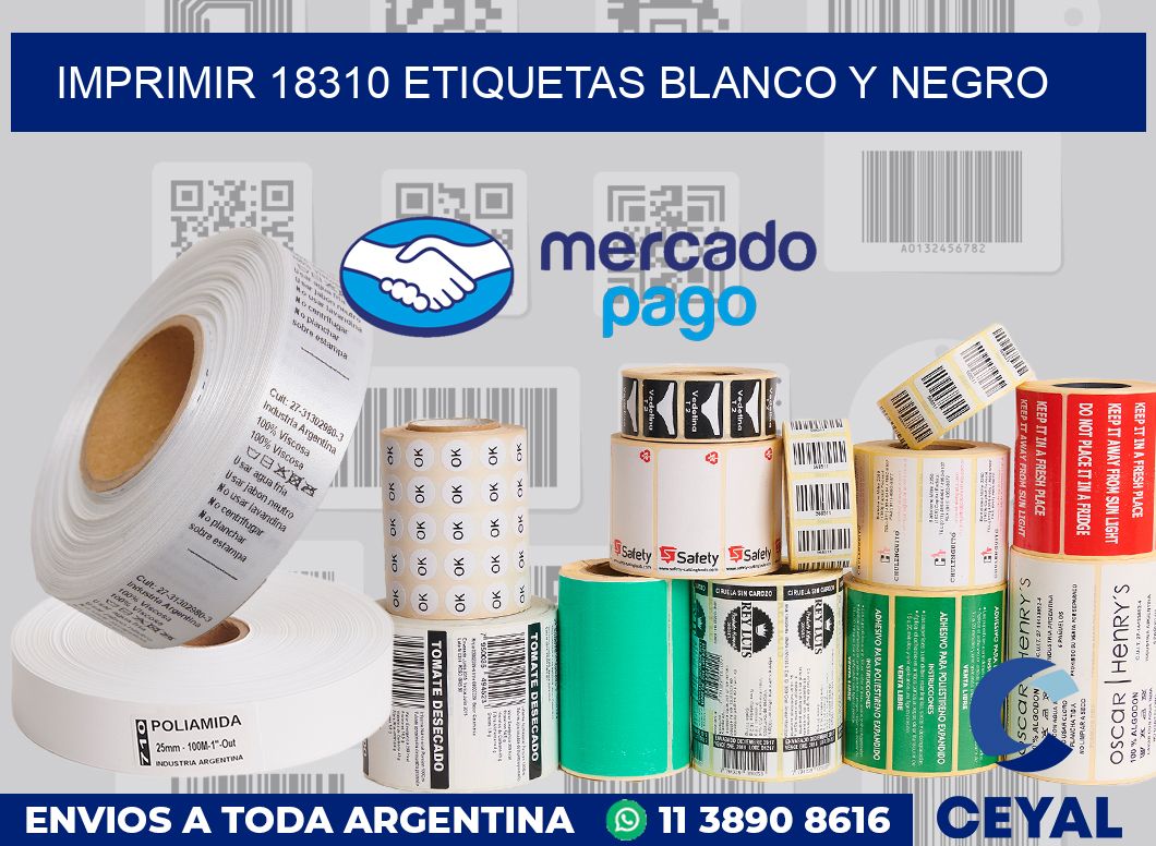 imprimir 18310 etiquetas blanco y negro