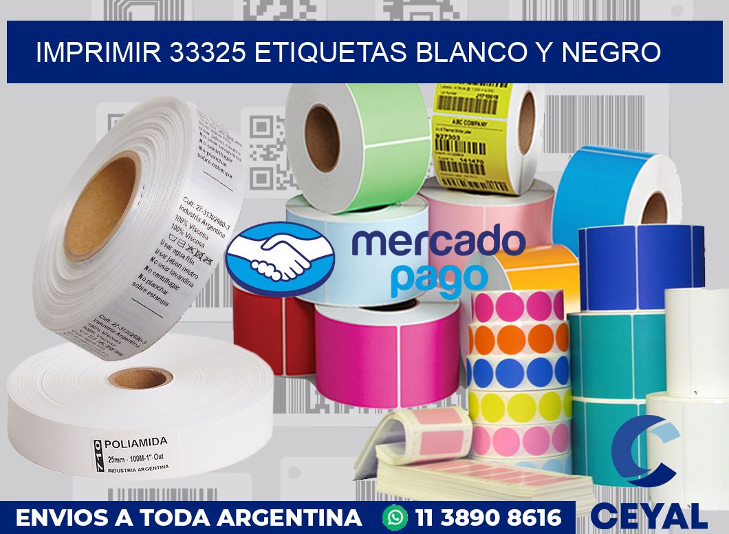 imprimir 33325 etiquetas blanco y negro
