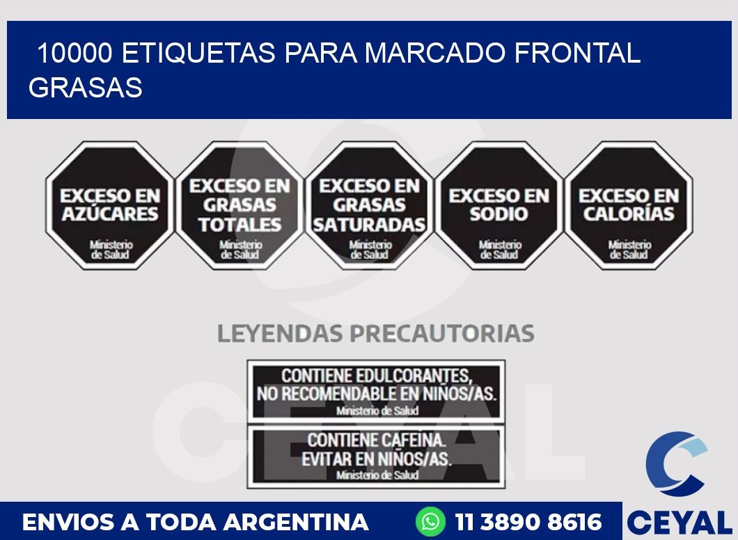 10000 ETIQUETAS PARA MARCADO FRONTAL GRASAS