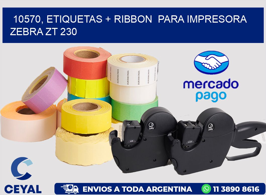 10570, etiquetas + ribbon  para impresora zebra ZT 230