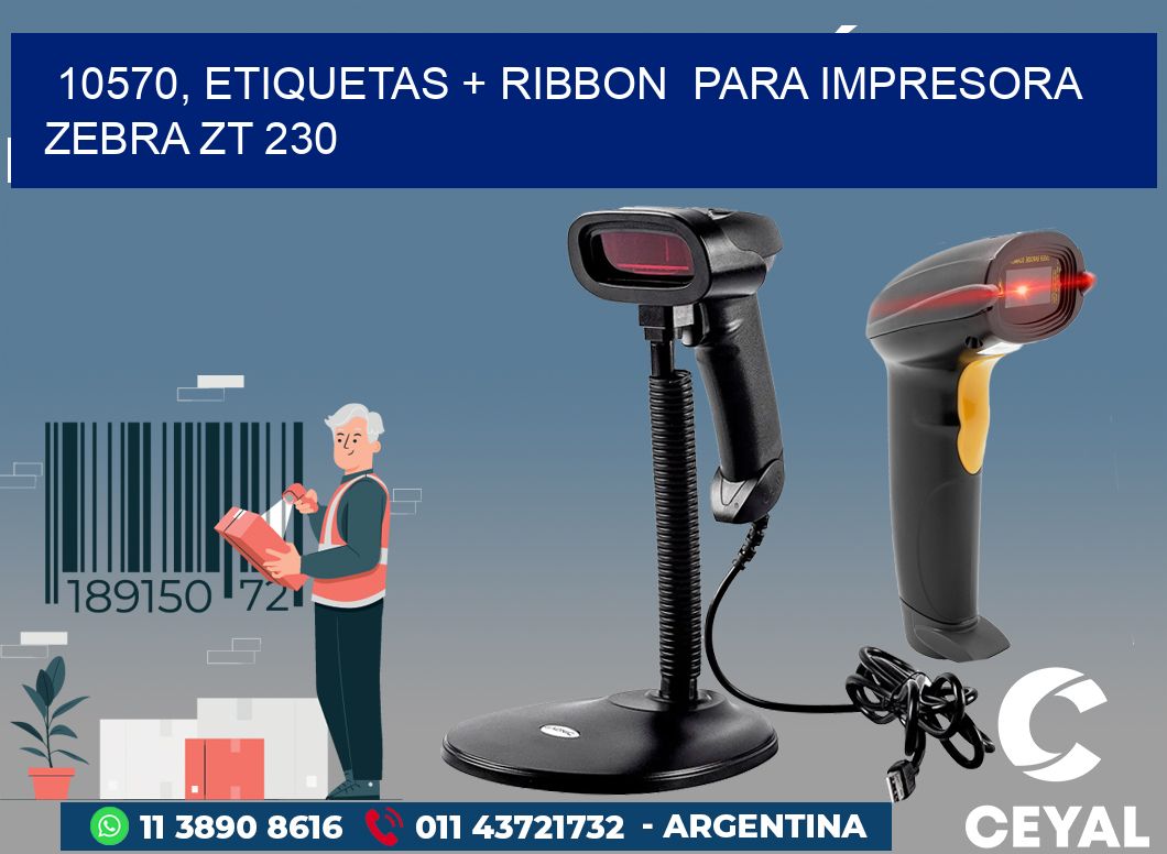10570, etiquetas + ribbon  para impresora zebra ZT 230