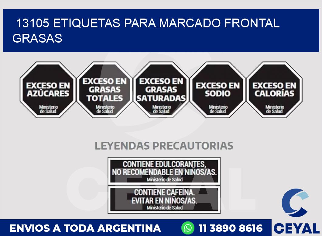 13105 ETIQUETAS PARA MARCADO FRONTAL GRASAS