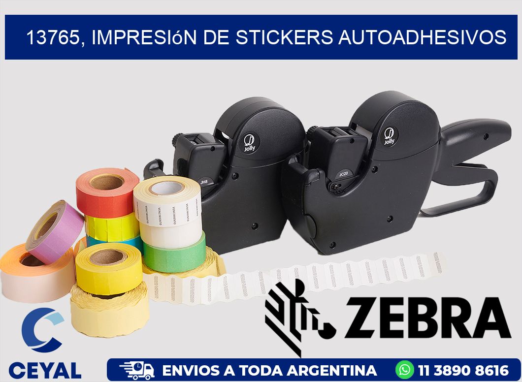 13765, impresión de stickers autoadhesivos