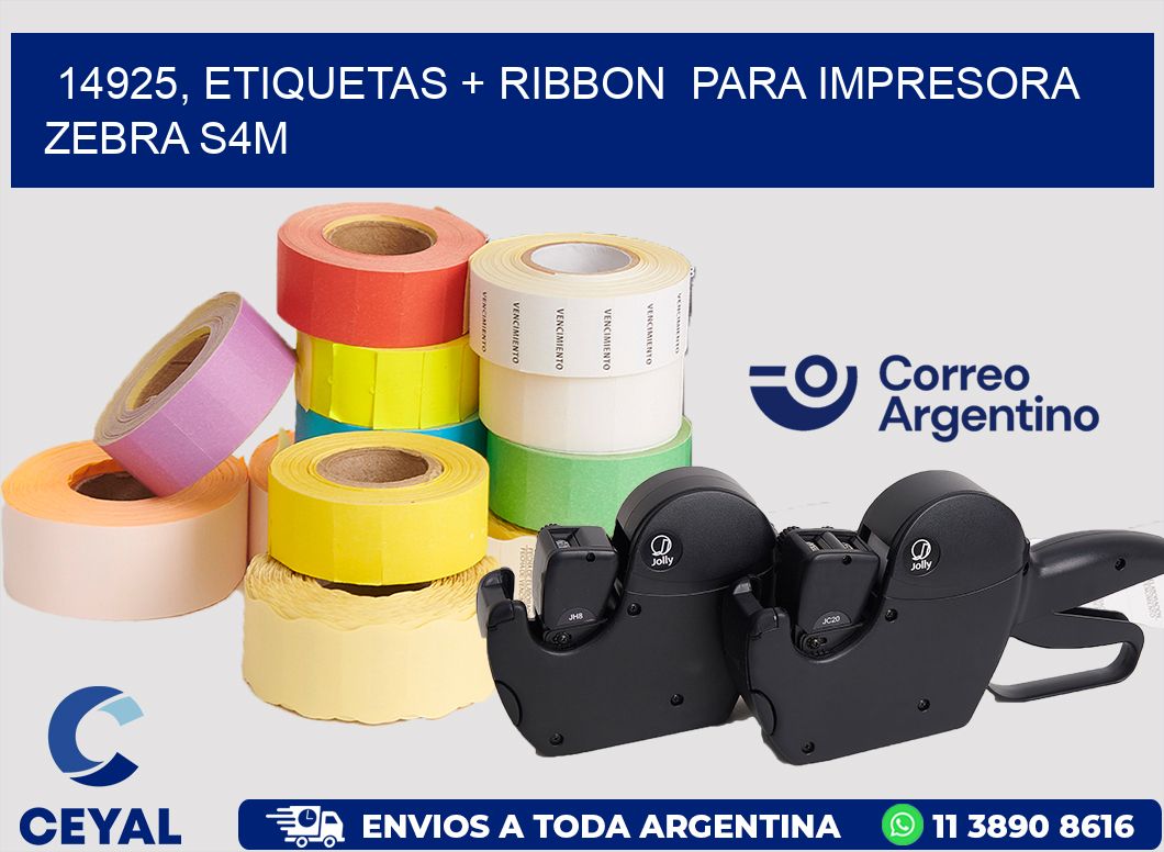 14925, etiquetas + ribbon  para impresora zebra S4M