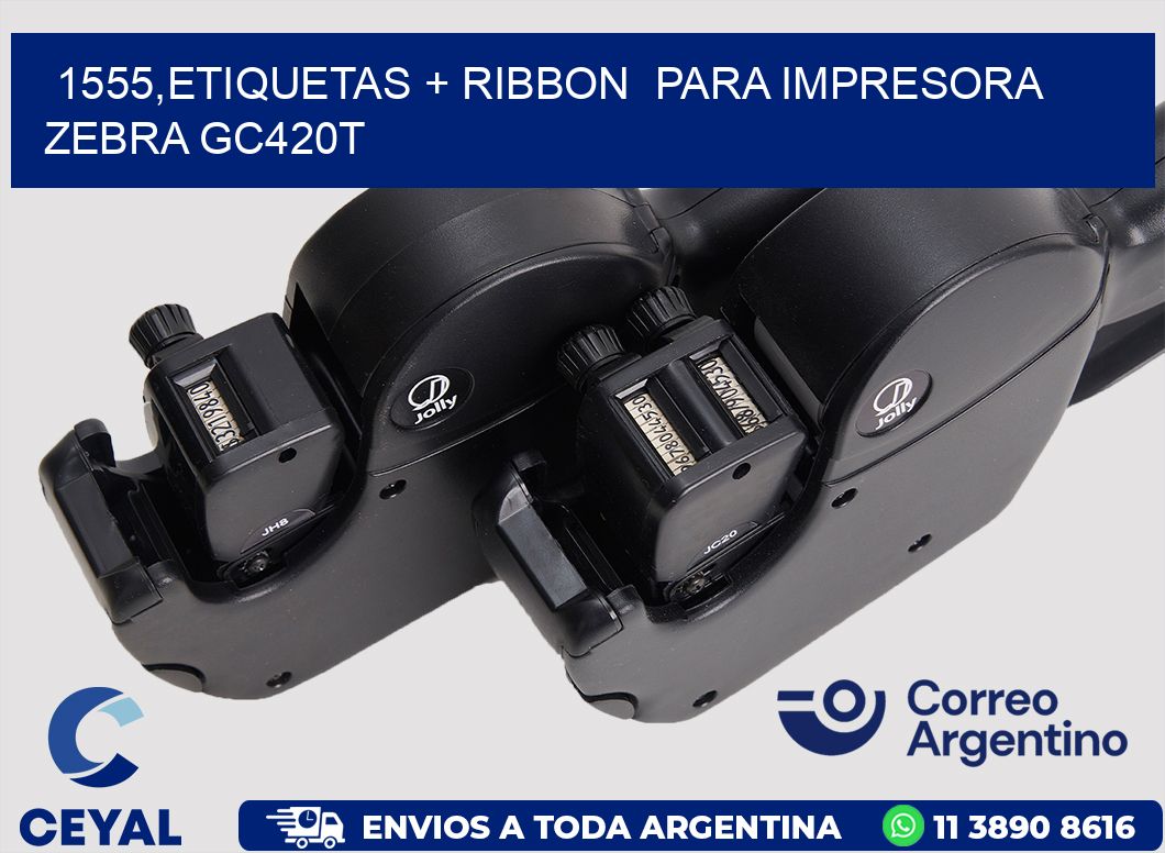 1555,etiquetas + ribbon  para impresora zebra GC420T