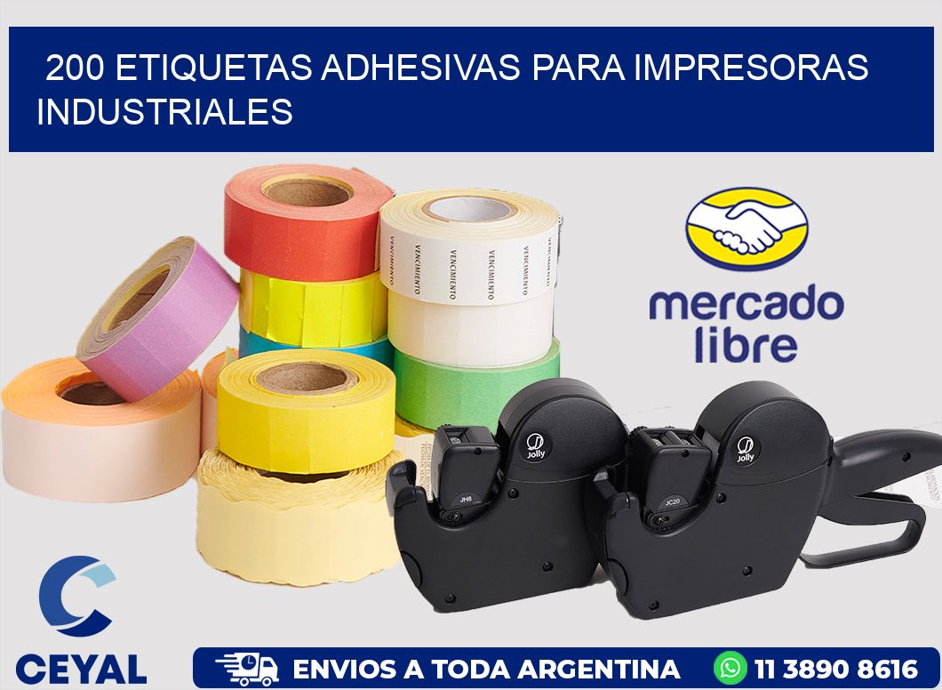 200 ETIQUETAS ADHESIVAS PARA IMPRESORAS INDUSTRIALES