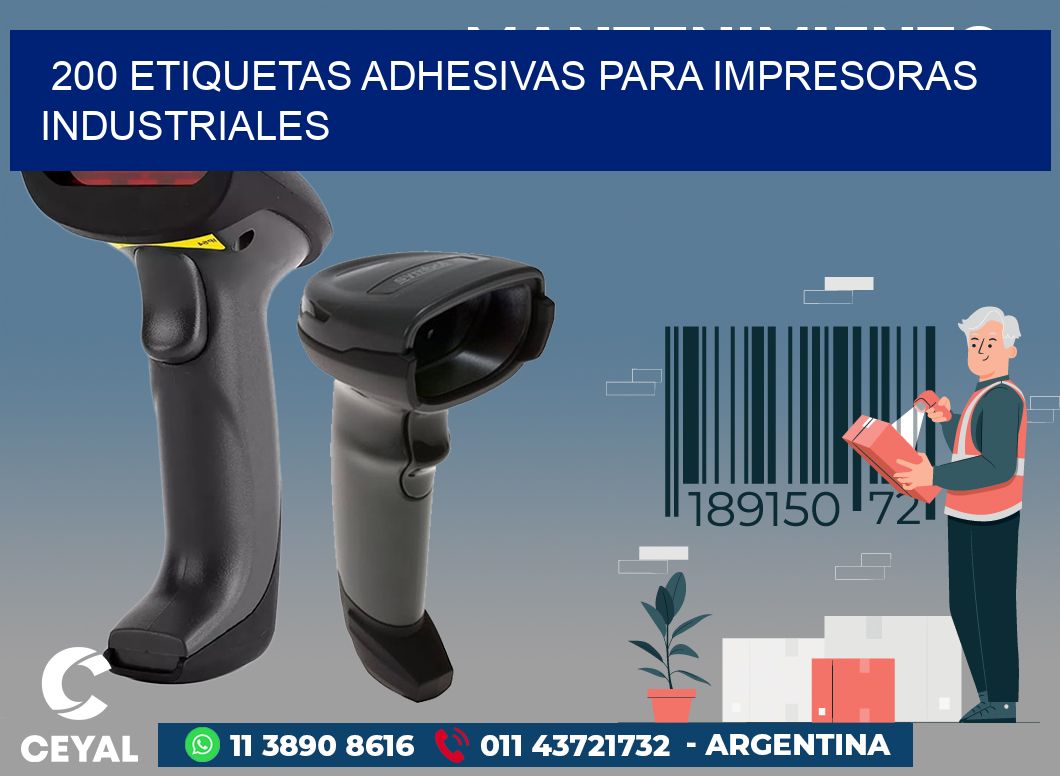 200 ETIQUETAS ADHESIVAS PARA IMPRESORAS INDUSTRIALES