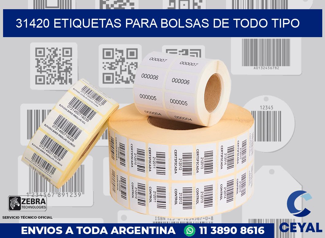 31420 ETIQUETAS PARA BOLSAS DE TODO TIPO