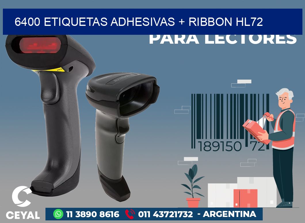 6400 ETIQUETAS ADHESIVAS + RIBBON HL72