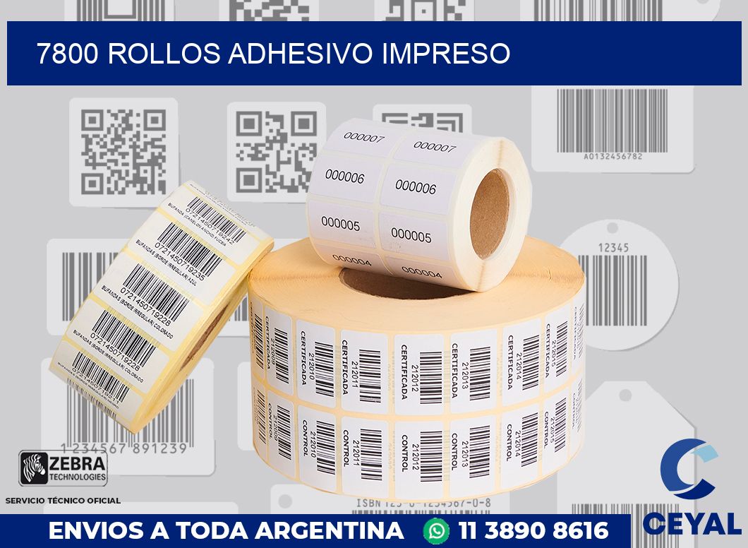 7800 ROLLOS ADHESIVO IMPRESO