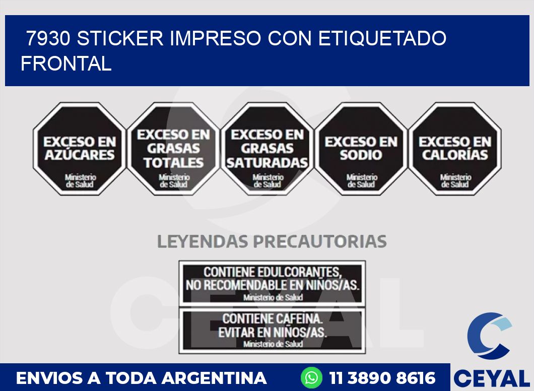 7930 STICKER IMPRESO CON ETIQUETADO FRONTAL