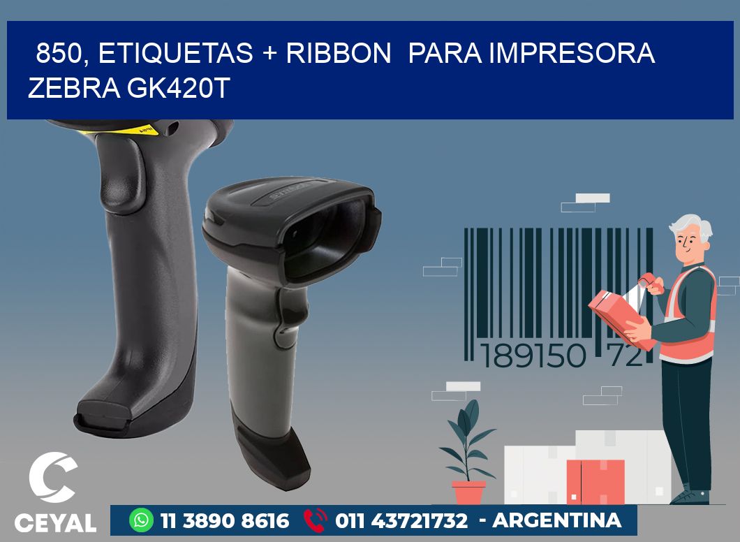 850, etiquetas + ribbon  para impresora zebra GK420T