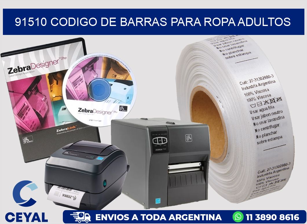91510 CODIGO DE BARRAS PARA ROPA ADULTOS